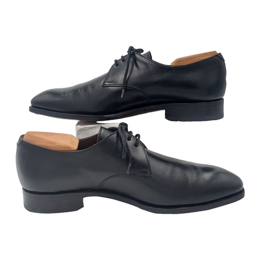Carmina Shoemaker Luxury Mens 8 Black Calf All-Leather Dress Shoes Derby Oxfords - Picture 7 of 16
